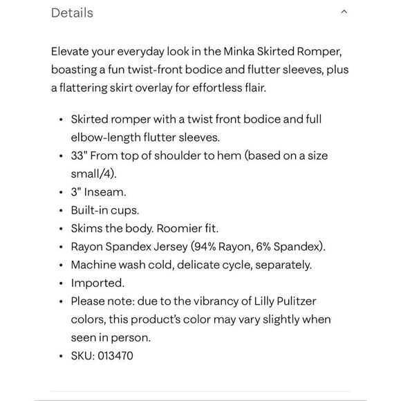 Lilly Pulitzer NWT minka skirted romper size M - Picture 16 of 16